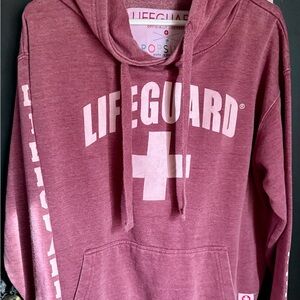 Like New Distressed Lifeguard POPSURF Maroon Hoodie Medium